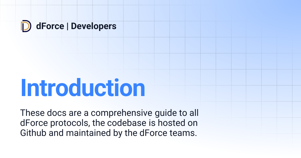 Introduction | dForce | Developers